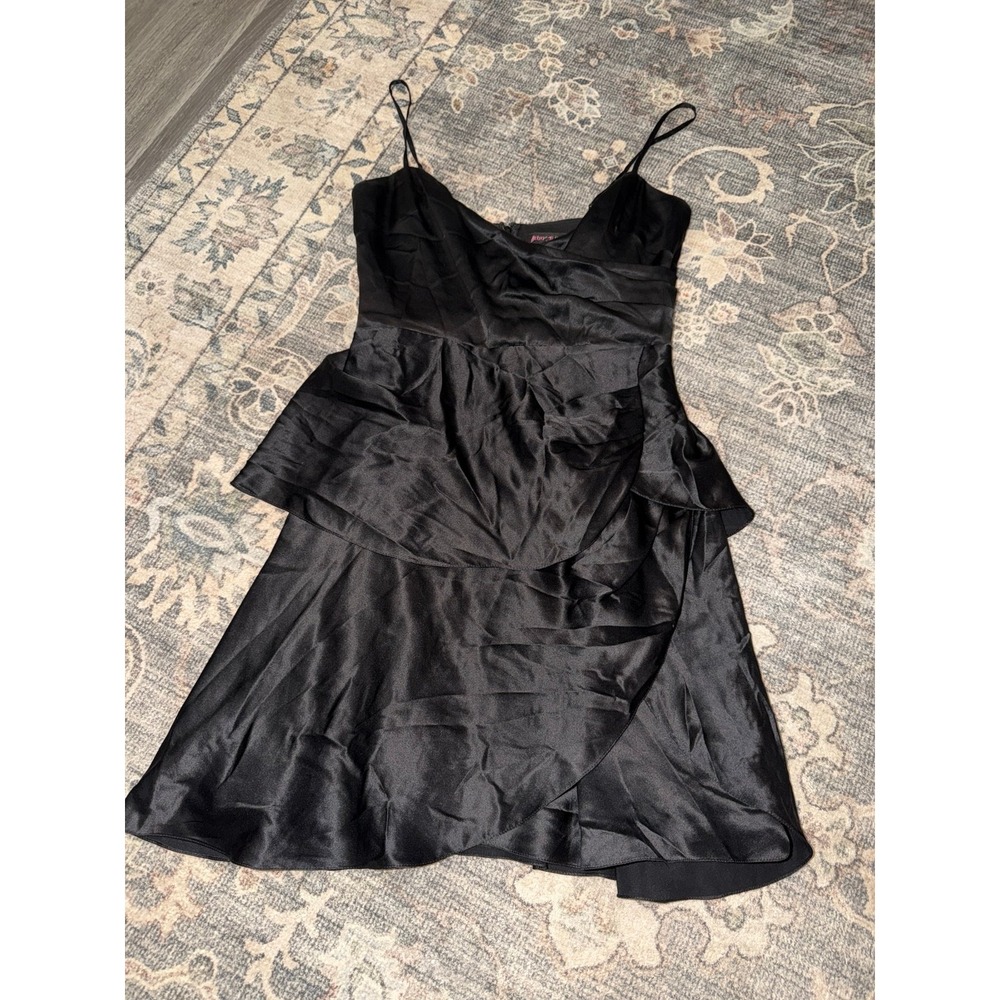 Vintage Betsey Johnson Silk Mini Black Dress Tiered Ruffled